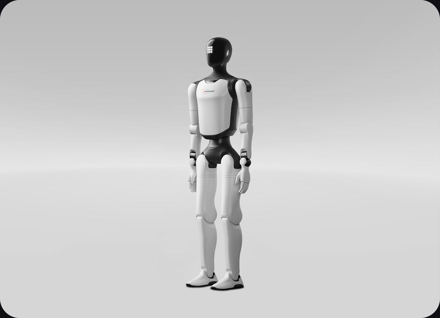 Mangobot A3 humanoid robot standing full length in a studio