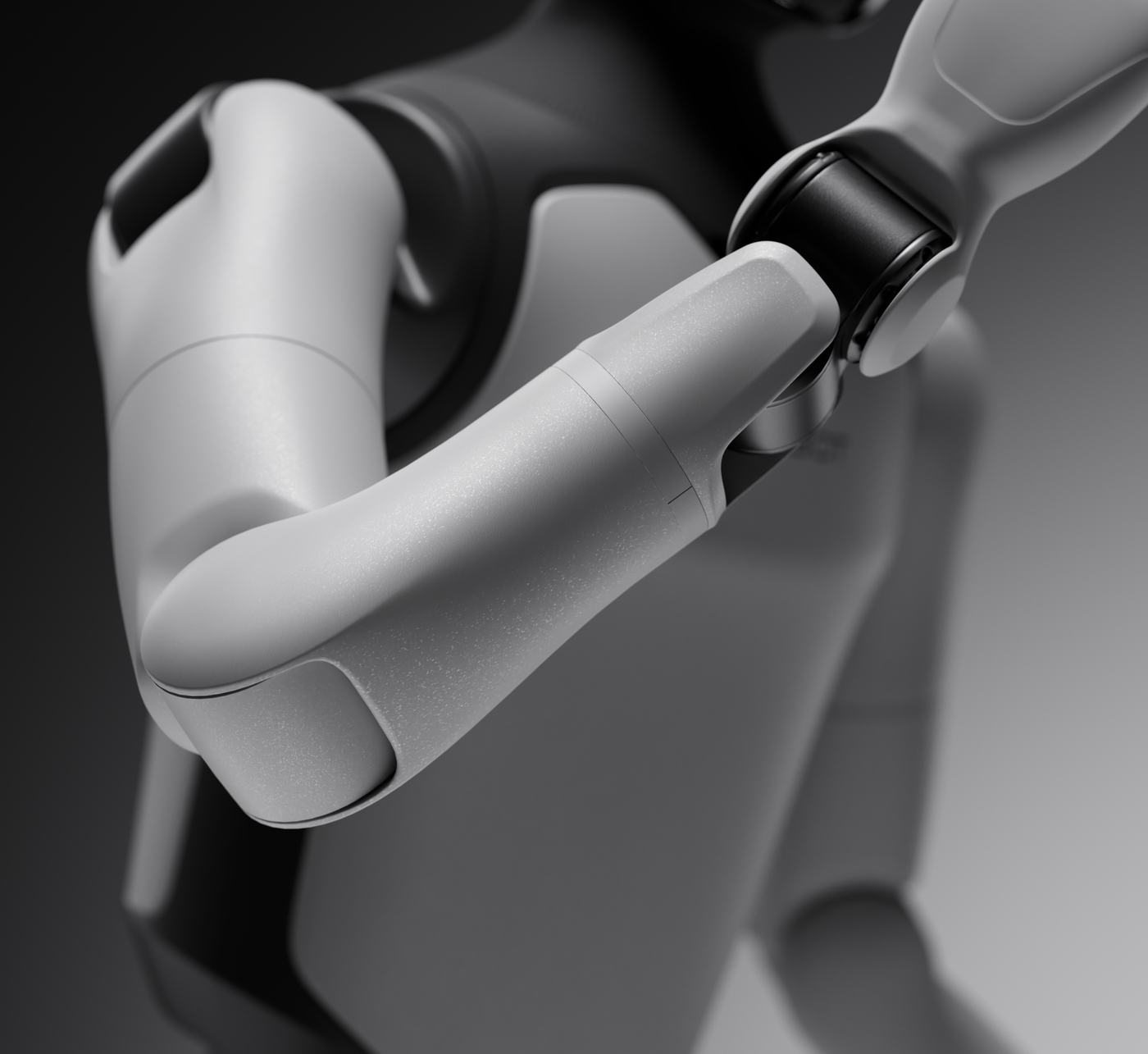 Close detail of the Mangobot A3 hands and forearms
