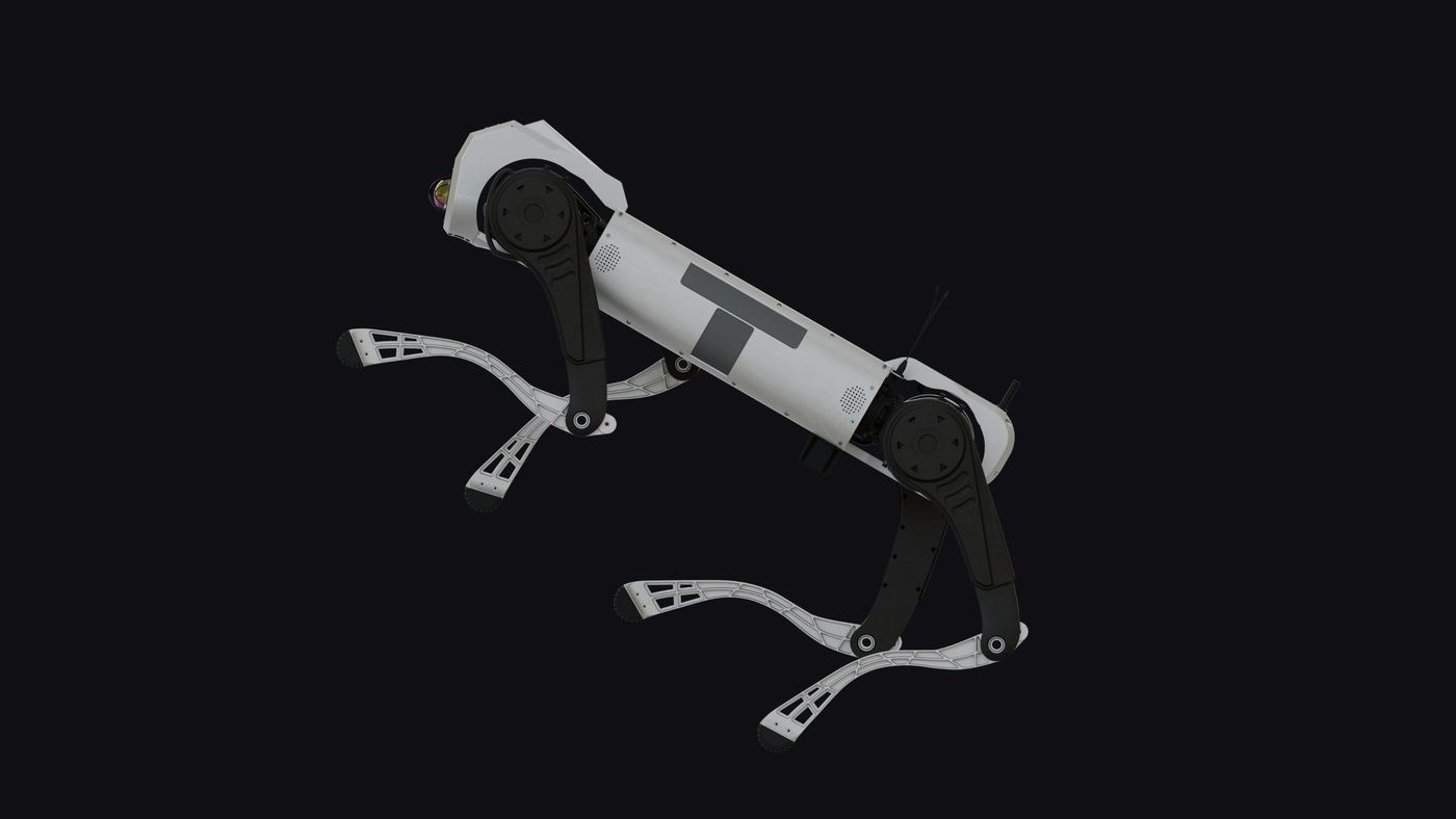 Mangobot D1 Max Pro quadruped robot against a dark background